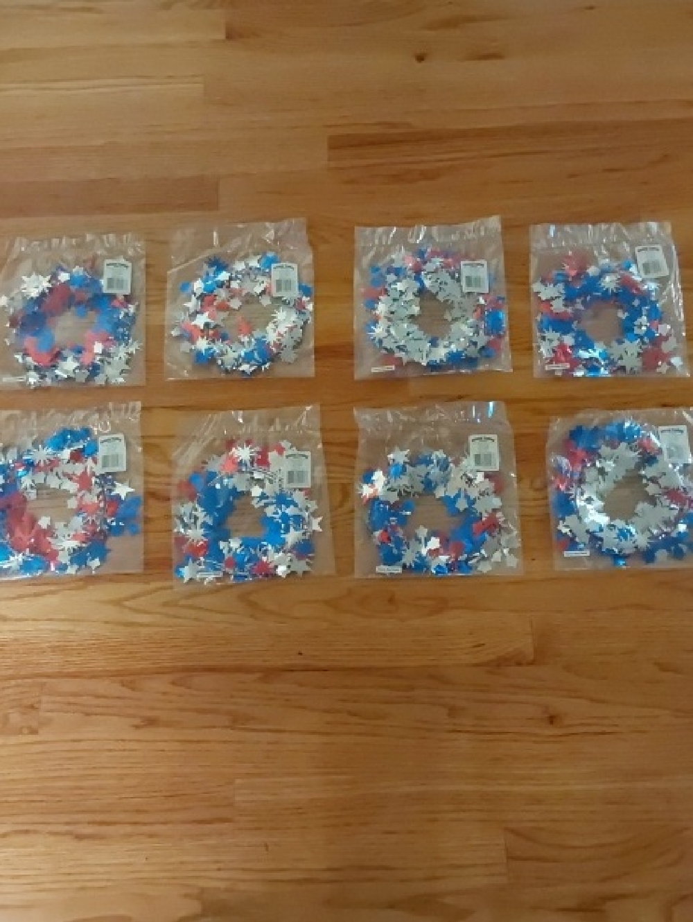 Patriotic Red Silver Blue Star Wire Metallic Foil Garland